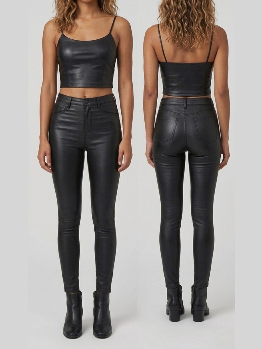 NWT- MISSGUIDED - Black High Waisted Faux Leather Slim pants with pockets